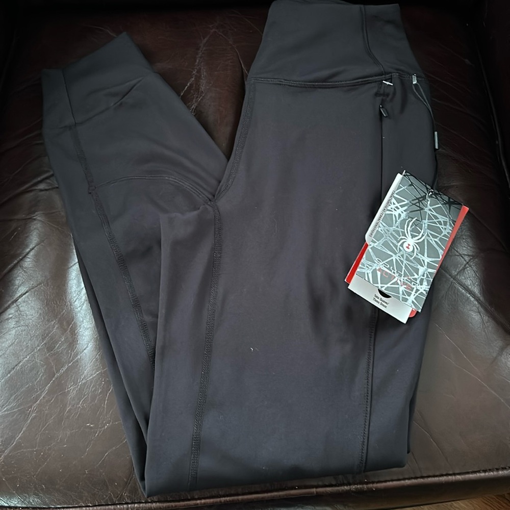 SPYDER high waisted joggers with tapered ankle.